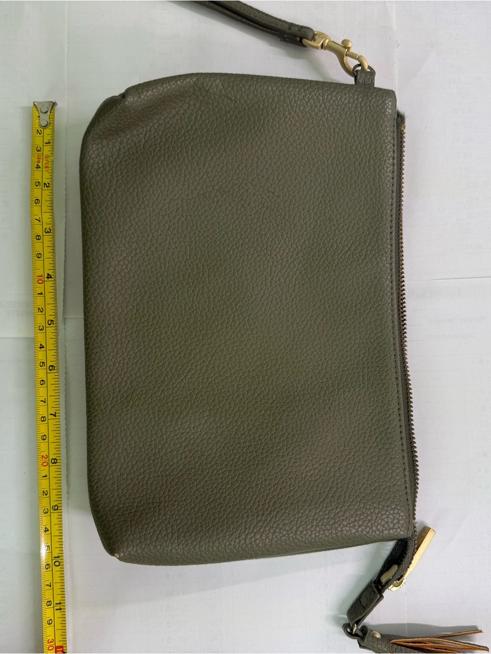 Freshly Picked Olive Green Wristlet with Gold Logo
